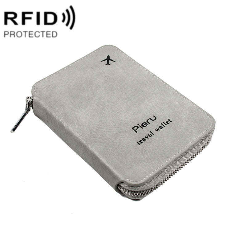 RFID Anti-theft Large Capacity Zipper Passport Bag Multifunctional Travel Document Storage Bag(Gr...