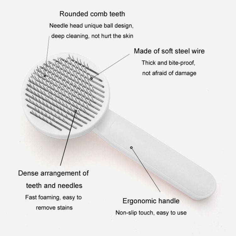 Pet Self-cleaning De-fluffing Needle Comb For Cats Cleaning Grooming Hair Removal Comb(Gray)