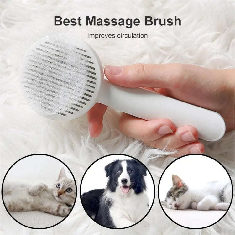 Pet Self-cleaning De-fluffing Needle Comb For Cats Cleaning Grooming Hair Removal Comb(Gray)