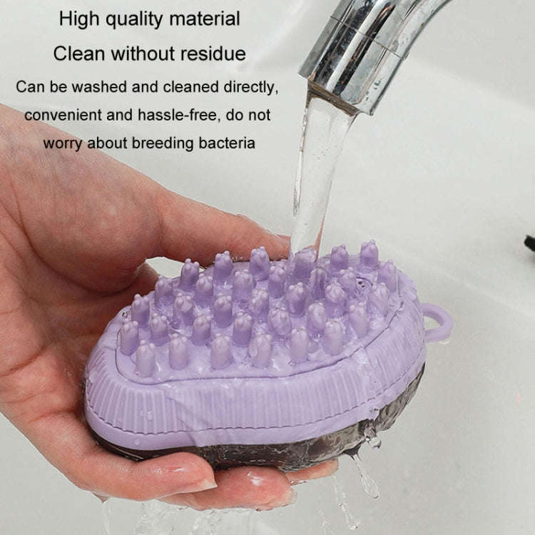 Dog Cleaning Supply Fillable Shower Gel Type Cats Dog Massage Bathing Brush, Style: Thick End (Blue)