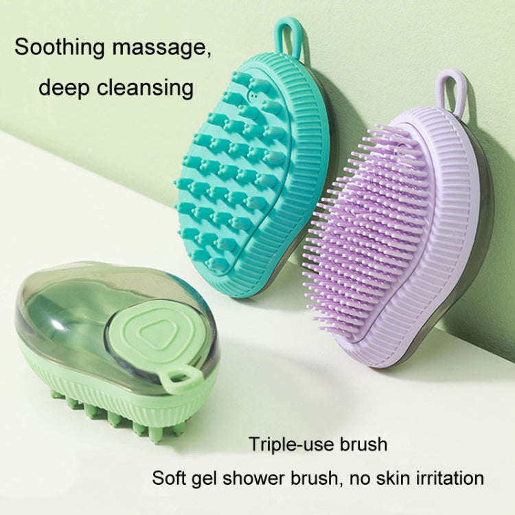Dog Cleaning Supply Fillable Shower Gel Type Cats Dog Massage Bathing Brush, Style: Thick End (Blue)