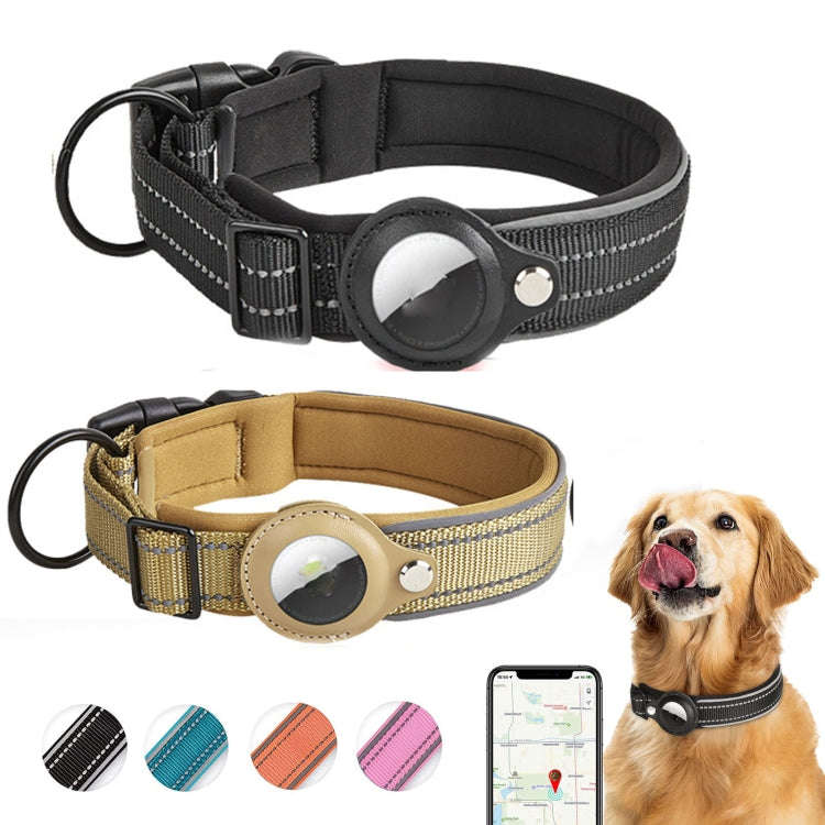 For AirTag Tracker Dog Collar Neoprene Lining Reflective Pet Collar, Size: S(Red)