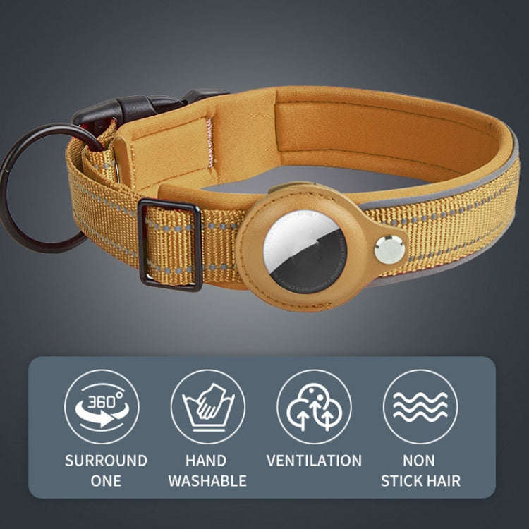 For AirTag Tracker Dog Collar Neoprene Lining Reflective Pet Collar, Size: L(Red)