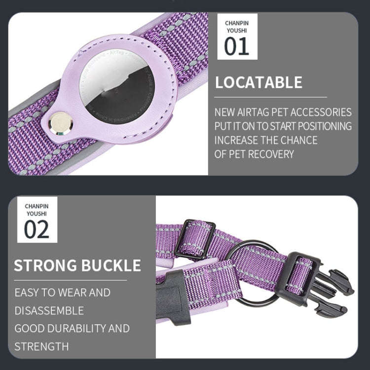 For AirTag Tracker Dog Collar Neoprene Lining Reflective Pet Collar, Size: S(Red)