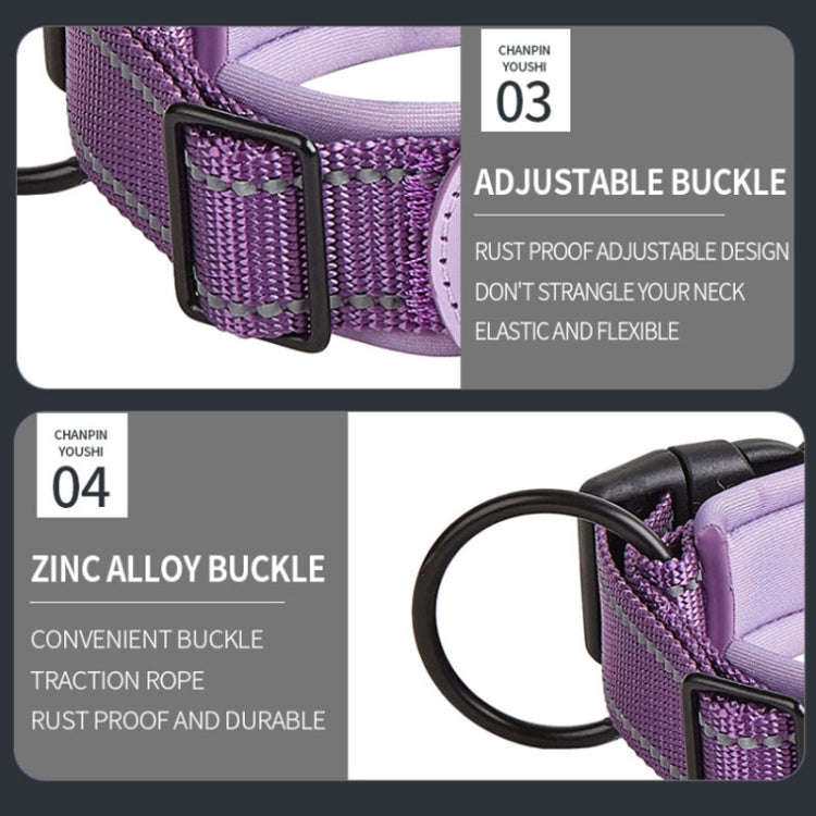 For AirTag Tracker Dog Collar Neoprene Lining Reflective Pet Collar, Size: L(Red)