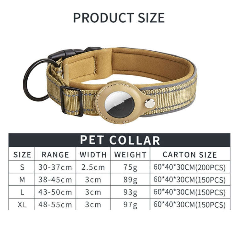 For AirTag Tracker Dog Collar Neoprene Lining Reflective Pet Collar, Size: L(Red)