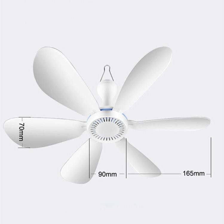 USB Home Dormitory Mute High Wind Power Mini Fan Six Blade Small Ceiling Fan, Style: Fan+Remote C...