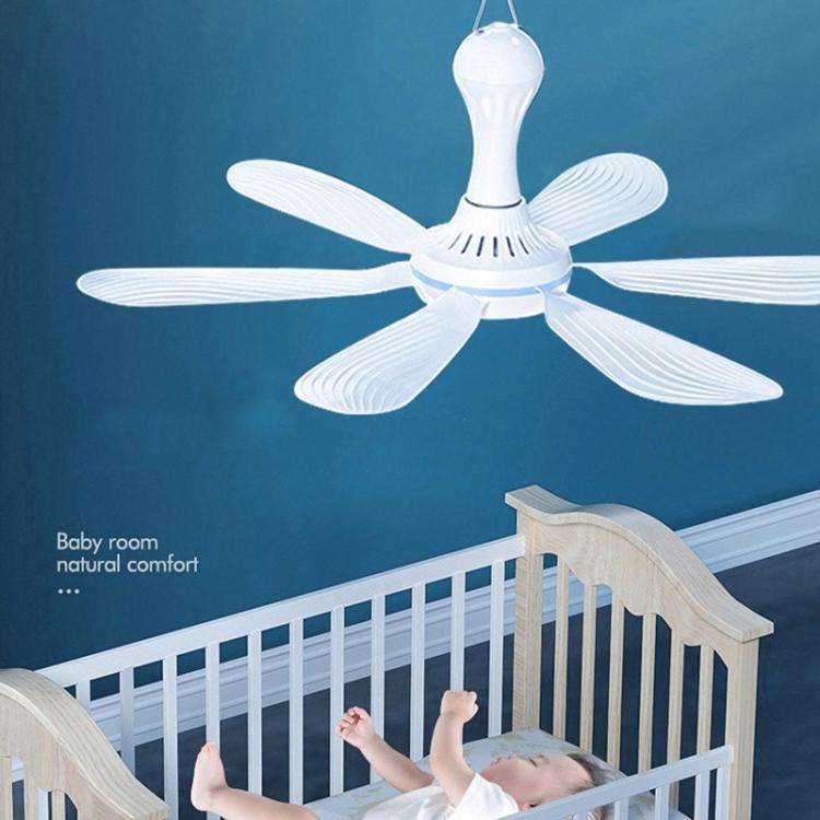 USB Home Dormitory Mute High Wind Power Mini Fan Six Blade Small Ceiling Fan, Style: Fan+Remote C...