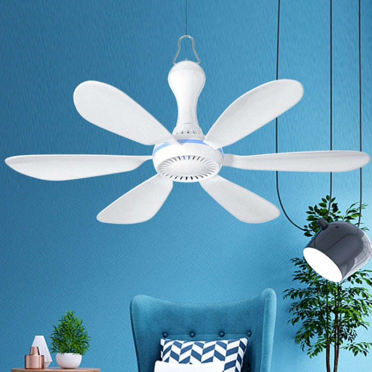 USB Home Dormitory Mute High Wind Power Mini Fan Six Blade Small Ceiling Fan, Style: Fan+Remote C...