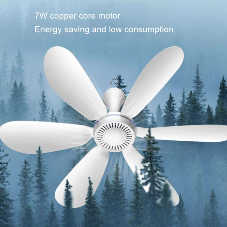 USB Home Dormitory Mute High Wind Power Mini Fan Six Blade Small Ceiling Fan, Style: Fan+Remote C...