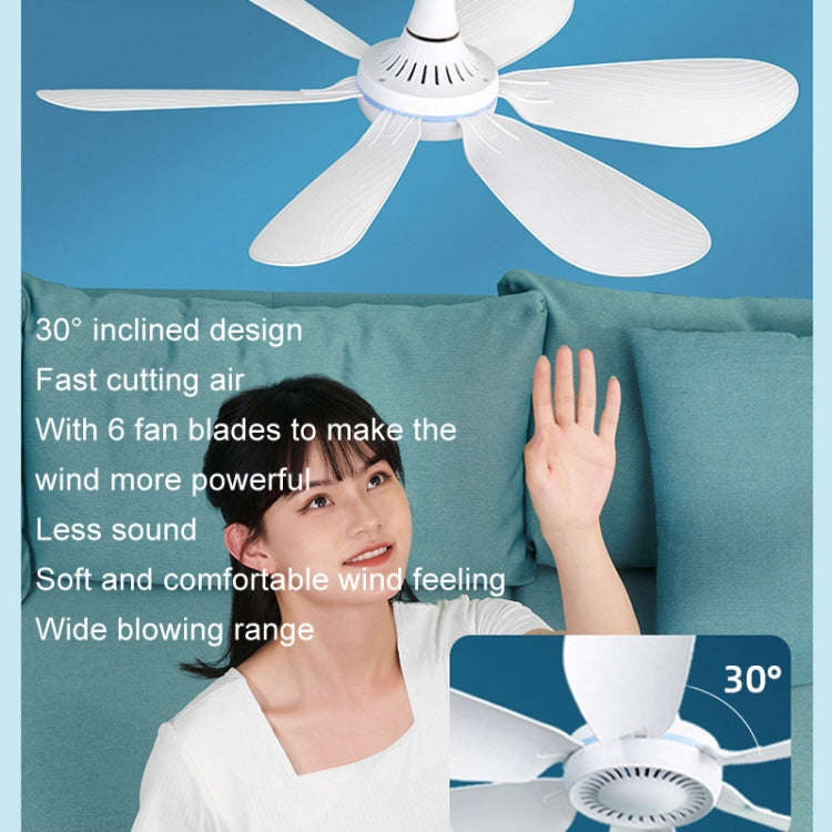 USB Home Dormitory Mute High Wind Power Mini Fan Six Blade Small Ceiling Fan, Style: Fan+Remote C...