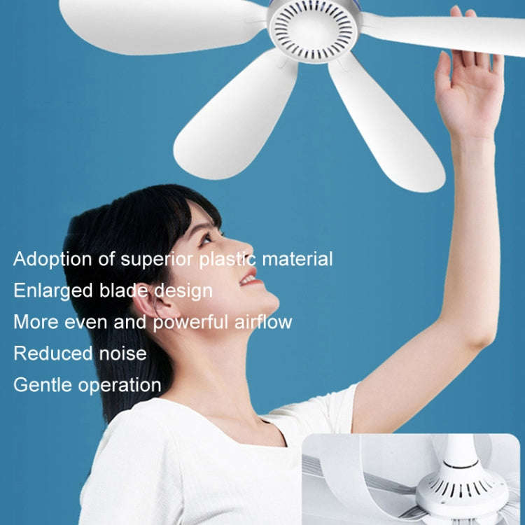 USB Home Dormitory Mute High Wind Power Mini Fan Six Blade Small Ceiling Fan, Style: Fan+Remote C...