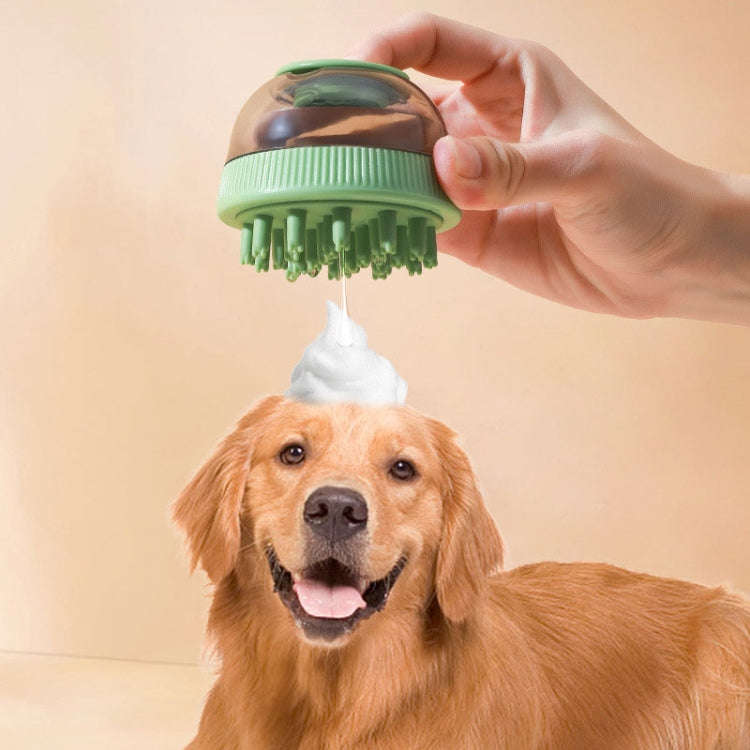 Pet Cleaning Supply Capsule Refillable Shower Gel Type Cats Dogs Bathing Massage Brush(Green)