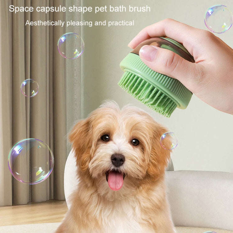 Pet Cleaning Supply Capsule Refillable Shower Gel Type Cats Dogs Bathing Massage Brush(Green)