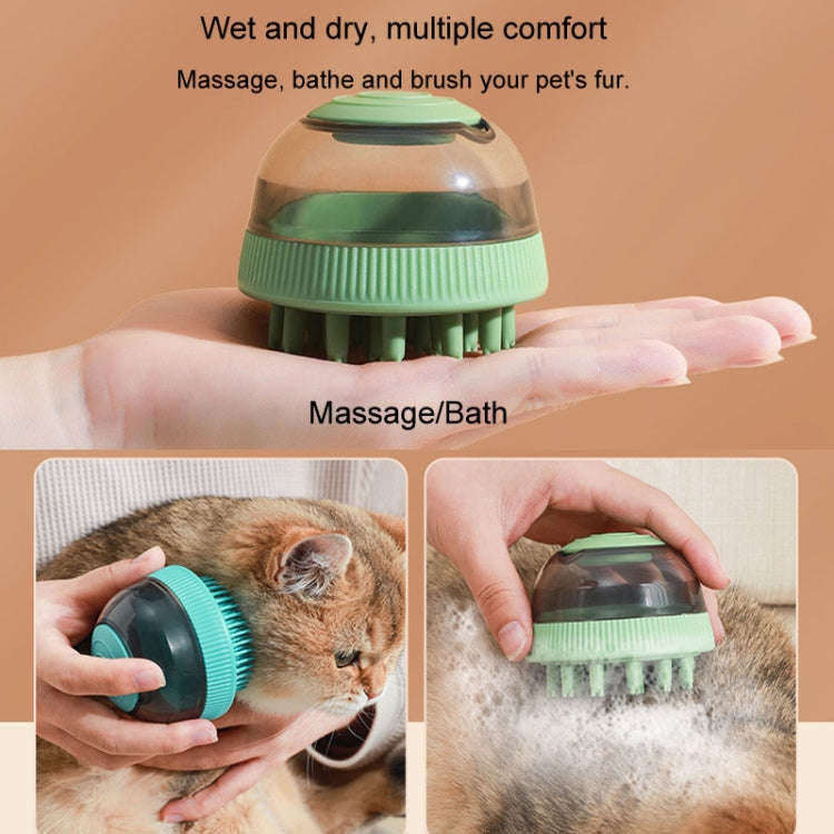 Pet Cleaning Supply Capsule Refillable Shower Gel Type Cats Dogs Bathing Massage Brush(Green)