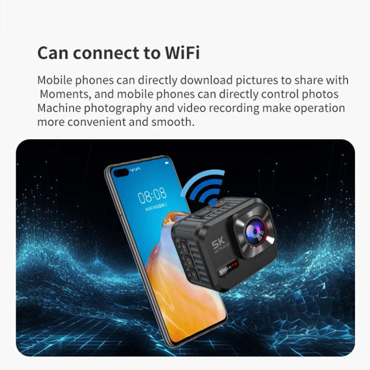 VIRAN V8 5K Ultra-Clear Outdoor Diving Anti-Shake Sports Camera Cycling Helmet Driving Recorder(B...