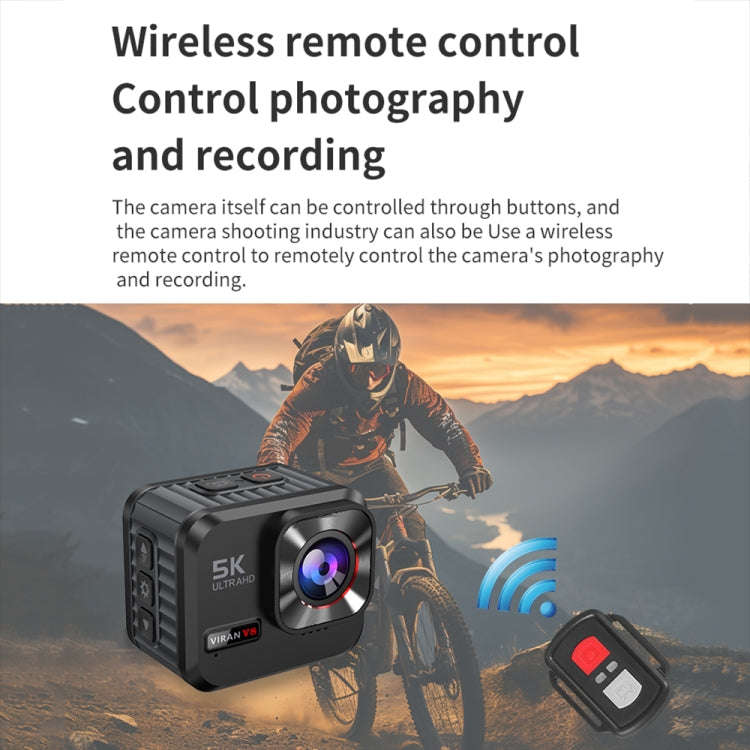 VIRAN V8 5K Ultra-Clear Outdoor Diving Anti-Shake Sports Camera Cycling Helmet Driving Recorder(B...