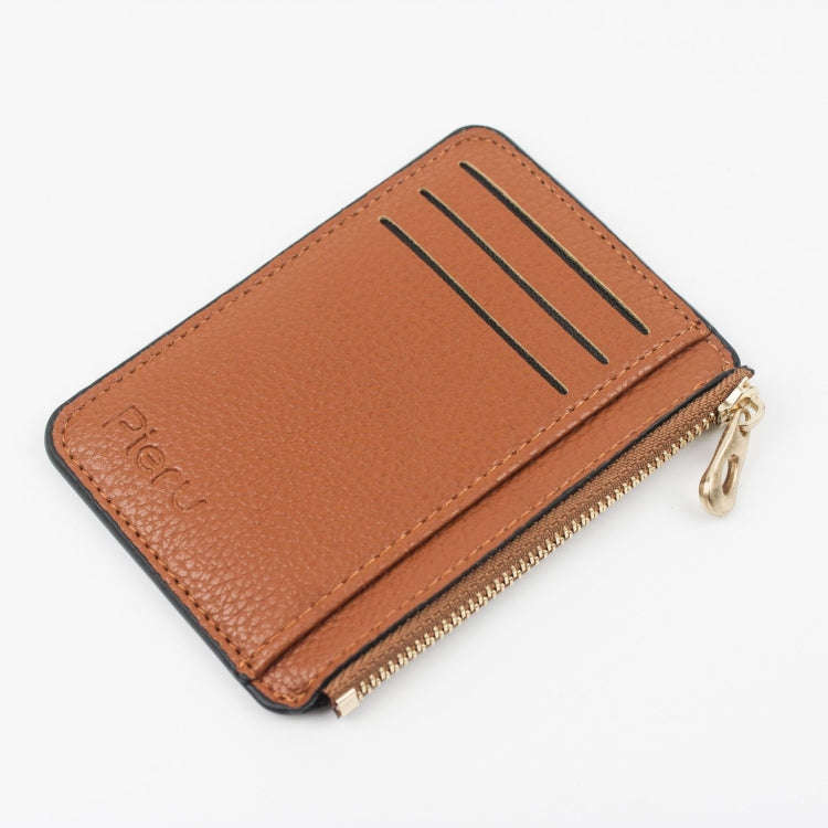 Multi-card Slot Zipper Card Holder Large Capacity Ultra-thin Coin Purse(Coffee)