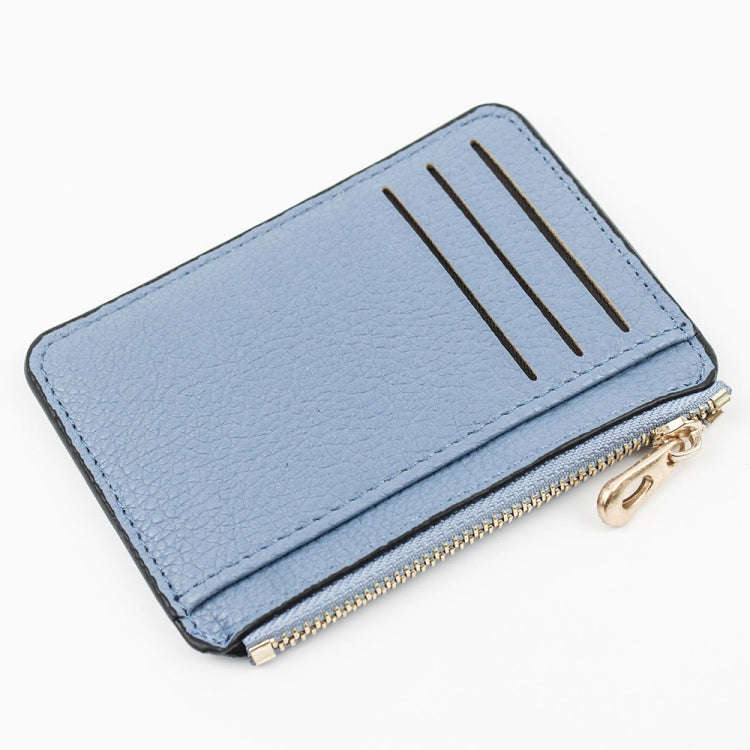 Multi-card Slot Zipper Card Holder Large Capacity Ultra-thin Coin Purse(Sky Blue)