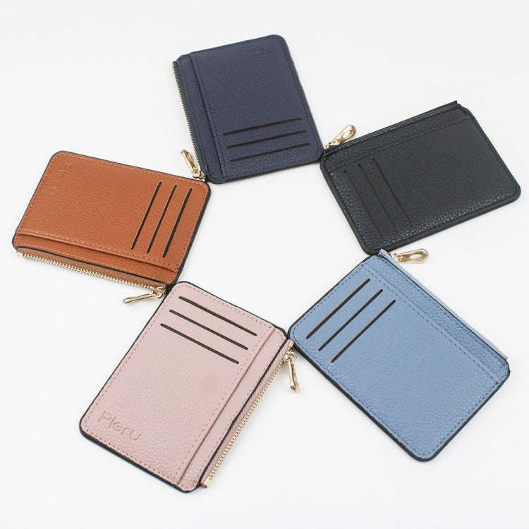 Multi-card Slot Zipper Card Holder Large Capacity Ultra-thin Coin Purse(Coffee)