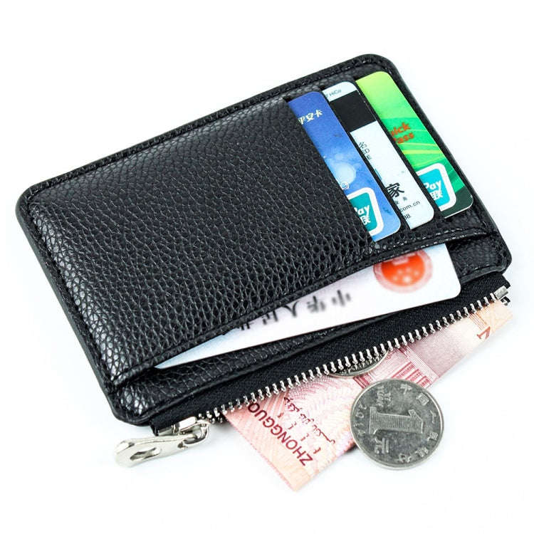 Multi-card Slot Zipper Card Holder Large Capacity Ultra-thin Coin Purse(Black)