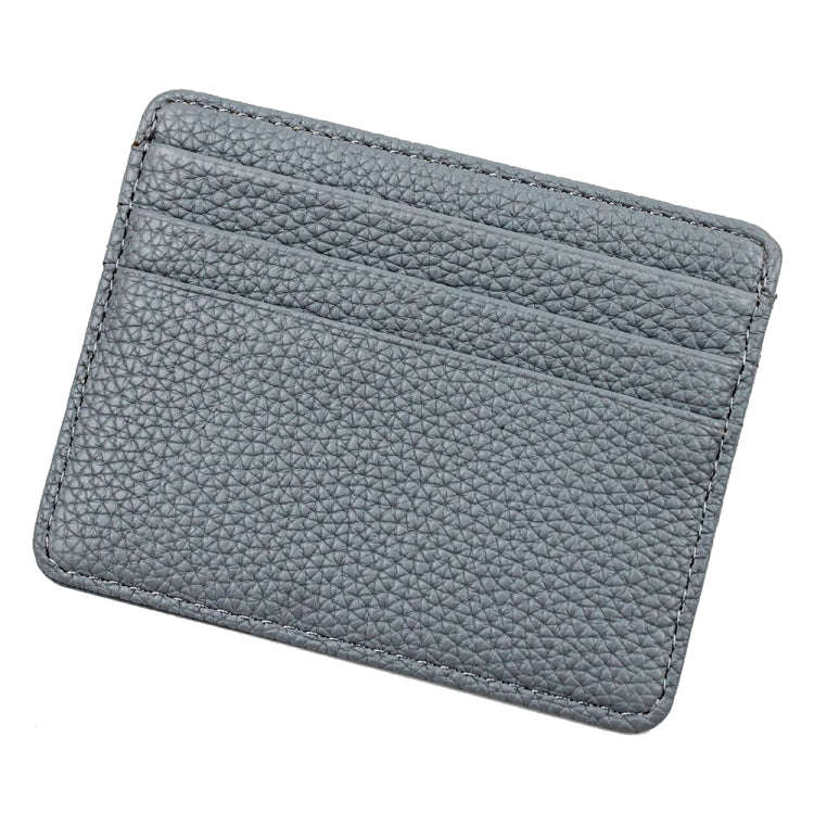 Lychee Pattern Multi-Card Slot Mini Card Holder Ultra-thin Coin Purse(Blue)