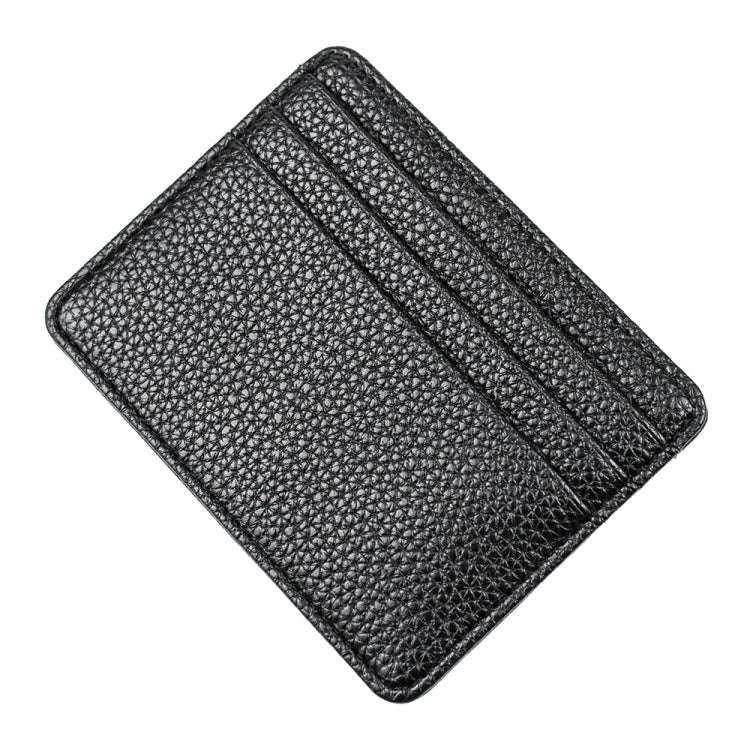 Lychee Pattern Multi-Card Slot Mini Card Holder Ultra-thin Coin Purse(Black)