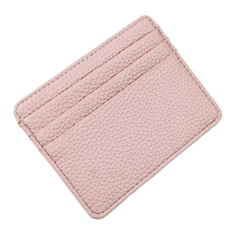Lychee Pattern Multi-Card Slot Mini Card Holder Ultra-thin Coin Purse(Pink)