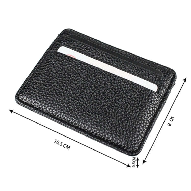 Lychee Pattern Multi-Card Slot Mini Card Holder Ultra-thin Coin Purse(Blue)