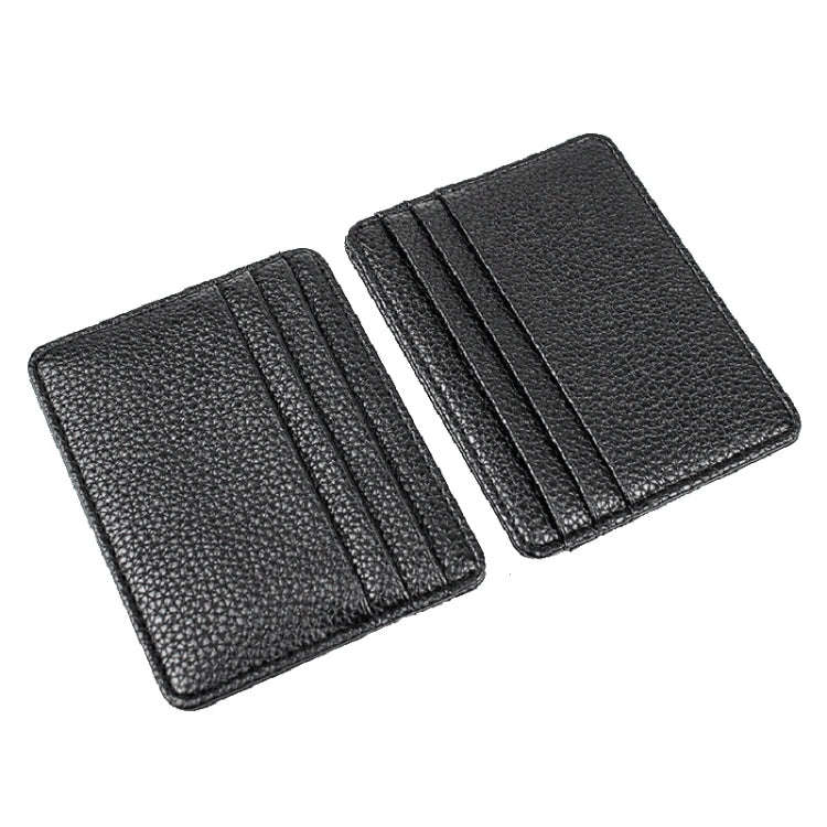 Lychee Pattern Multi-Card Slot Mini Card Holder Ultra-thin Coin Purse(Blue)