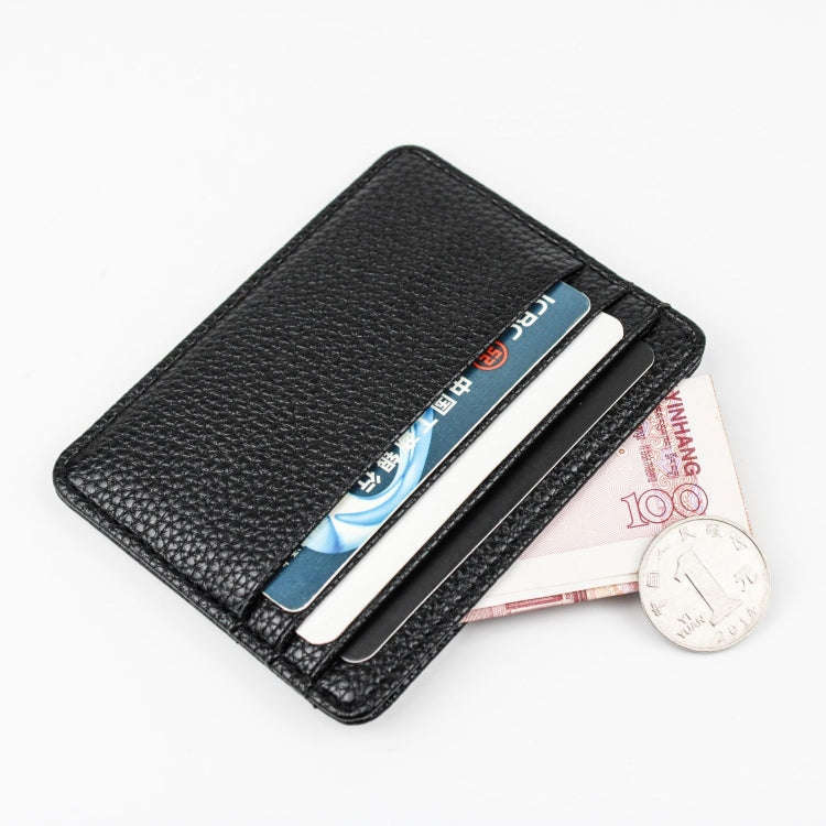Lychee Pattern Multi-Card Slot Mini Card Holder Ultra-thin Coin Purse(Blue)