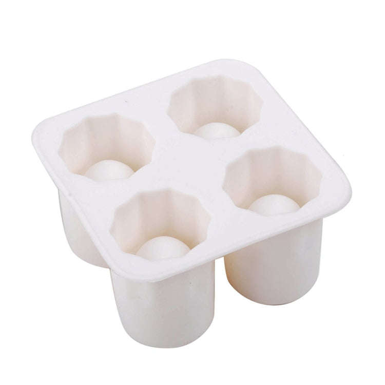 Four Hole Ice Cup Silicone Mold Compartment Cylindrical Coke Whiskey Ice Cube Maker Mold(White)