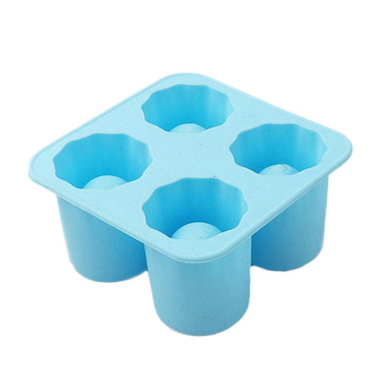 Four Hole Ice Cup Silicone Mold Compartment Cylindrical Coke Whiskey Ice Cube Maker Mold(Blue)