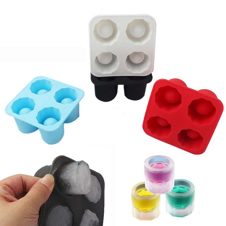 Four Hole Ice Cup Silicone Mold Compartment Cylindrical Coke Whiskey Ice Cube Maker Mold(Red)