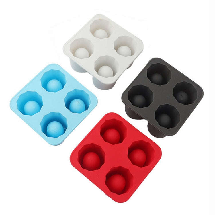 Four Hole Ice Cup Silicone Mold Compartment Cylindrical Coke Whiskey Ice Cube Maker Mold(Red)