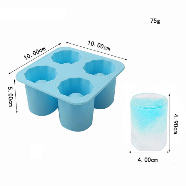 Four Hole Ice Cup Silicone Mold Compartment Cylindrical Coke Whiskey Ice Cube Maker Mold(Blue)
