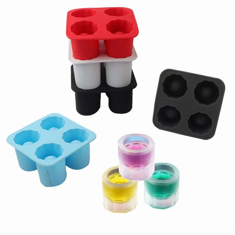 Four Hole Ice Cup Silicone Mold Compartment Cylindrical Coke Whiskey Ice Cube Maker Mold(Blue)