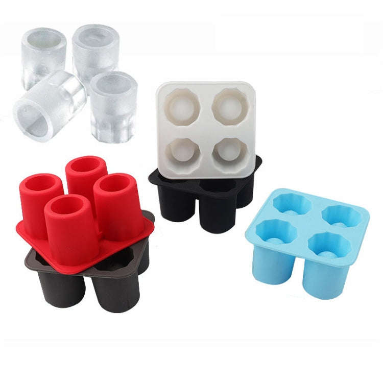 Four Hole Ice Cup Silicone Mold Compartment Cylindrical Coke Whiskey Ice Cube Maker Mold(Blue)