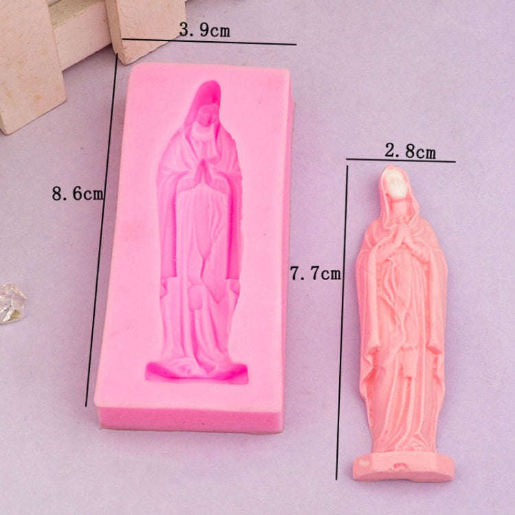 Virgin Mary Fondant Silicone Cake Molds DIY Chocolate Clay Mold Pastry Baking Tool(Pink)