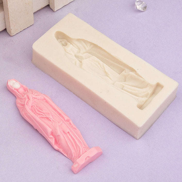Virgin Mary Fondant Silicone Cake Molds DIY Chocolate Clay Mold Pastry Baking Tool(Pink)