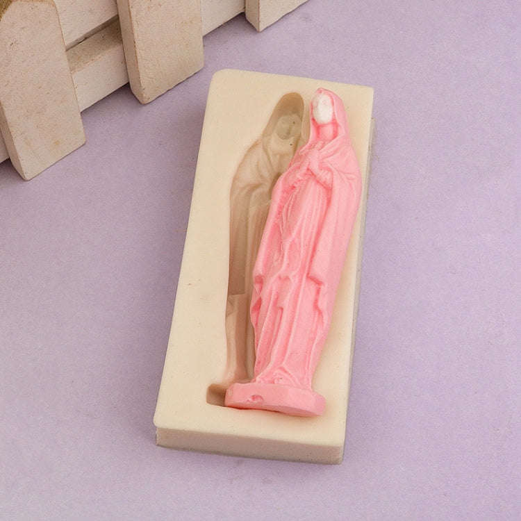 Virgin Mary Fondant Silicone Cake Molds DIY Chocolate Clay Mold Pastry Baking Tool(Pink)