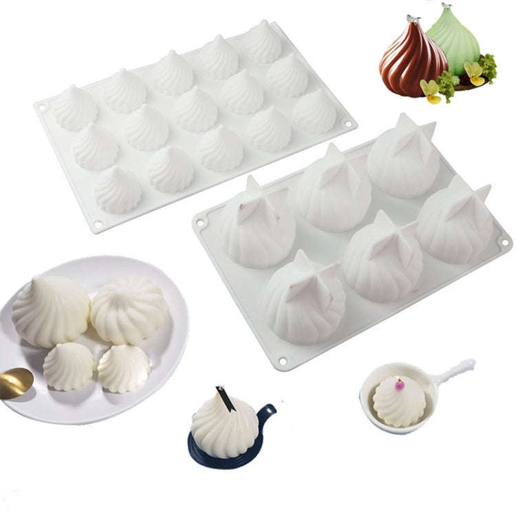 GT-106 6 Cavity Swirl Mousse Cake Mold Chocolate Baking French Dessert Onion Shape Silicone Mold