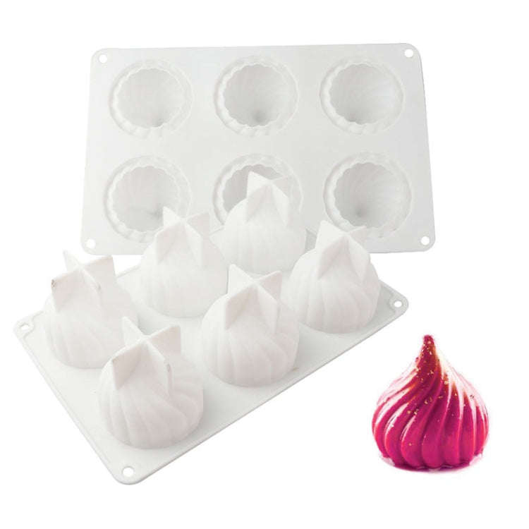 GT-106 6 Cavity Swirl Mousse Cake Mold Chocolate Baking French Dessert Onion Shape Silicone Mold