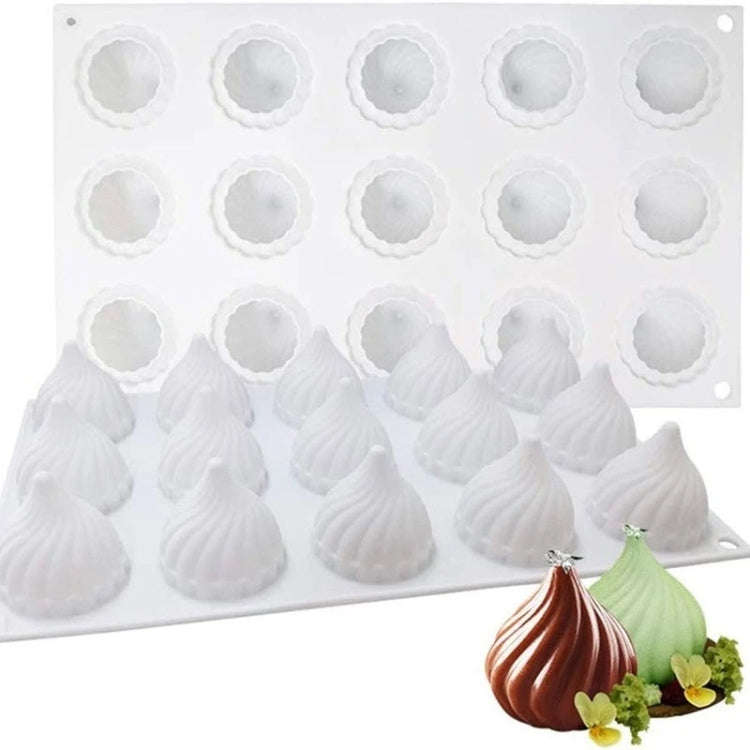 GT-106 6 Cavity Swirl Mousse Cake Mold Chocolate Baking French Dessert Onion Shape Silicone Mold