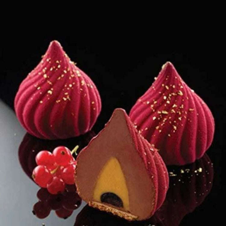 GT-106 6 Cavity Swirl Mousse Cake Mold Chocolate Baking French Dessert Onion Shape Silicone Mold