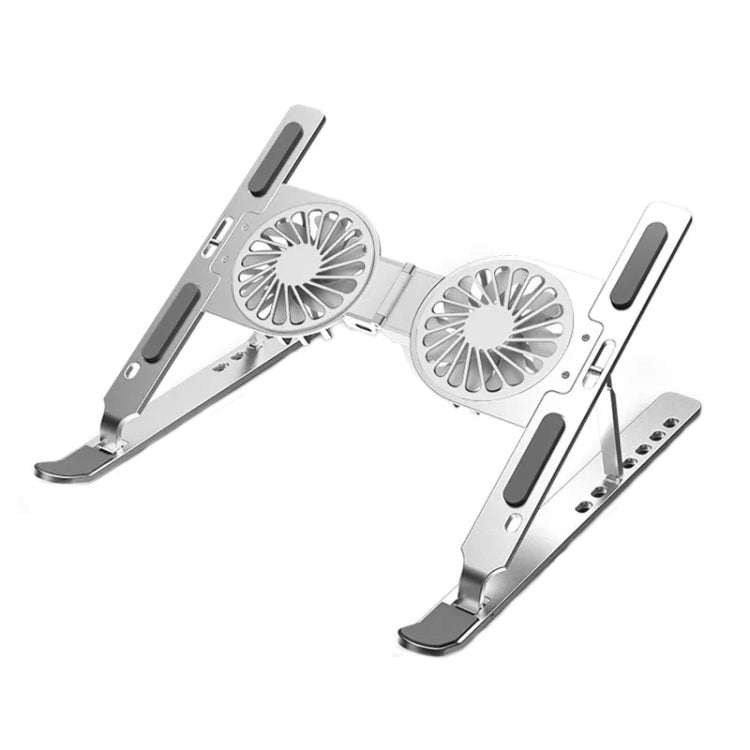 C9 Pro RGB Ambient Light Foldable Fan Cooling Laptop Aluminum Alloy Heightening Stand, Color: Silver