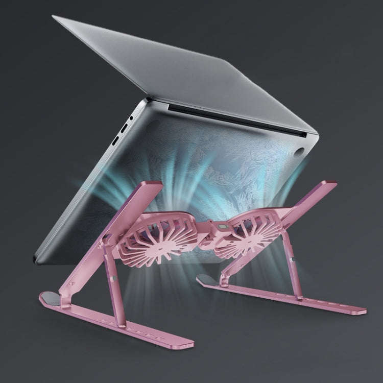 C9 Pro RGB Ambient Light Foldable Fan Cooling Laptop Aluminum Alloy Heightening Stand, Color: Pink