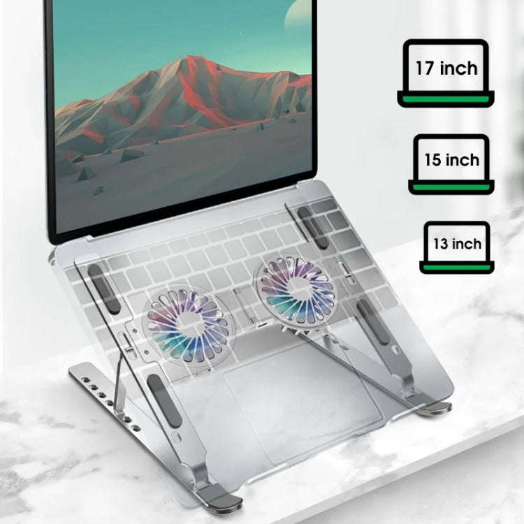 C9 Pro RGB Ambient Light Foldable Fan Cooling Laptop Aluminum Alloy Heightening Stand, Color: Pink