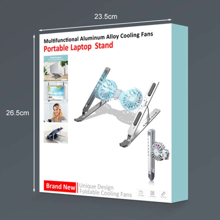 C9 Pro RGB Ambient Light Foldable Fan Cooling Laptop Aluminum Alloy Heightening Stand, Color: Silver