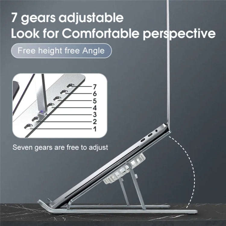 C9 Pro RGB Ambient Light Foldable Fan Cooling Laptop Aluminum Alloy Heightening Stand, Color: Silver